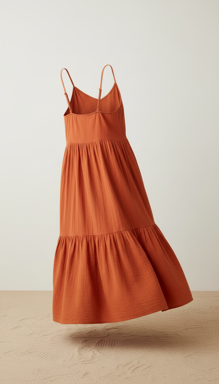 Alternate angle view of Orange Red Cotton Sundress