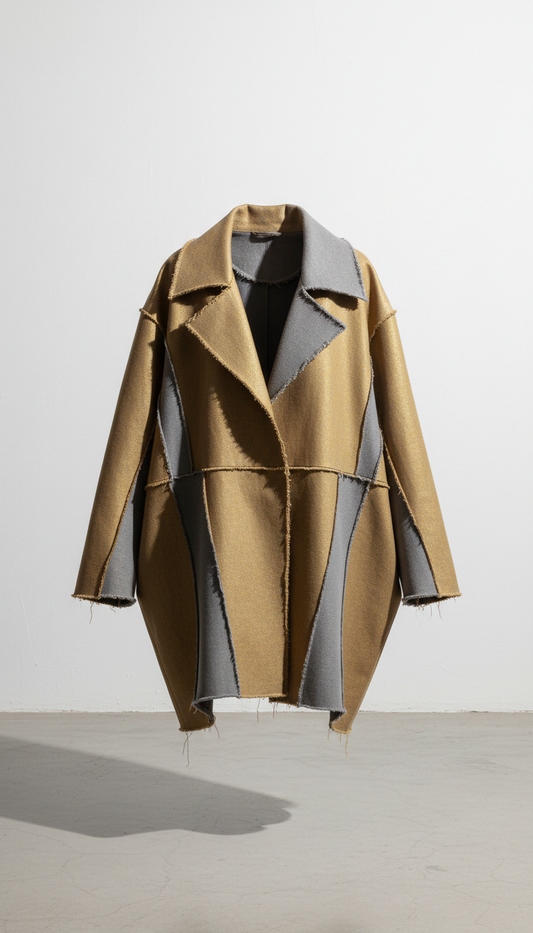 Experimental cotton jacket, positioned centrally against a simple background. The lighting is soft and even, enhancing the...