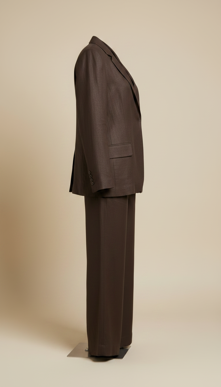 Alternate angle view of Tailored Linen Set in Midnight Brown