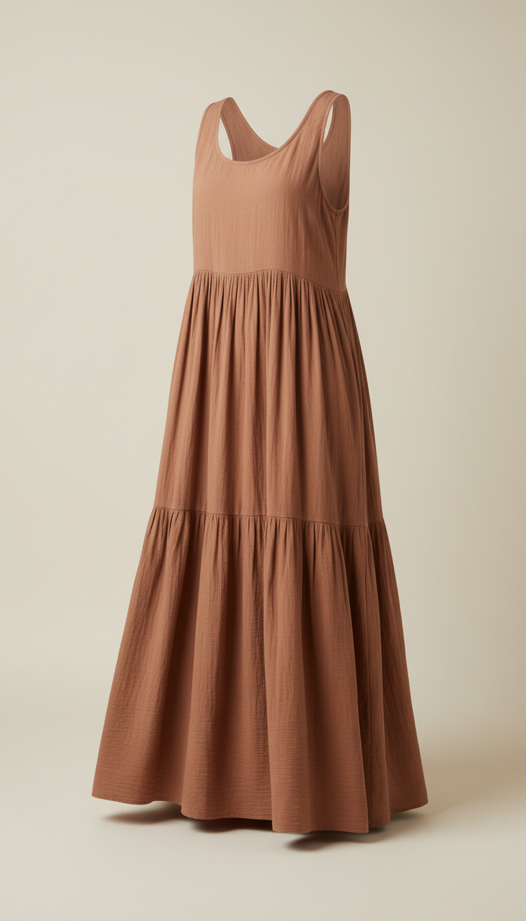 Sandstone Maxi Dress, use a 3/4 angle to capture the full length and flow of the dresses while highlighting key design...