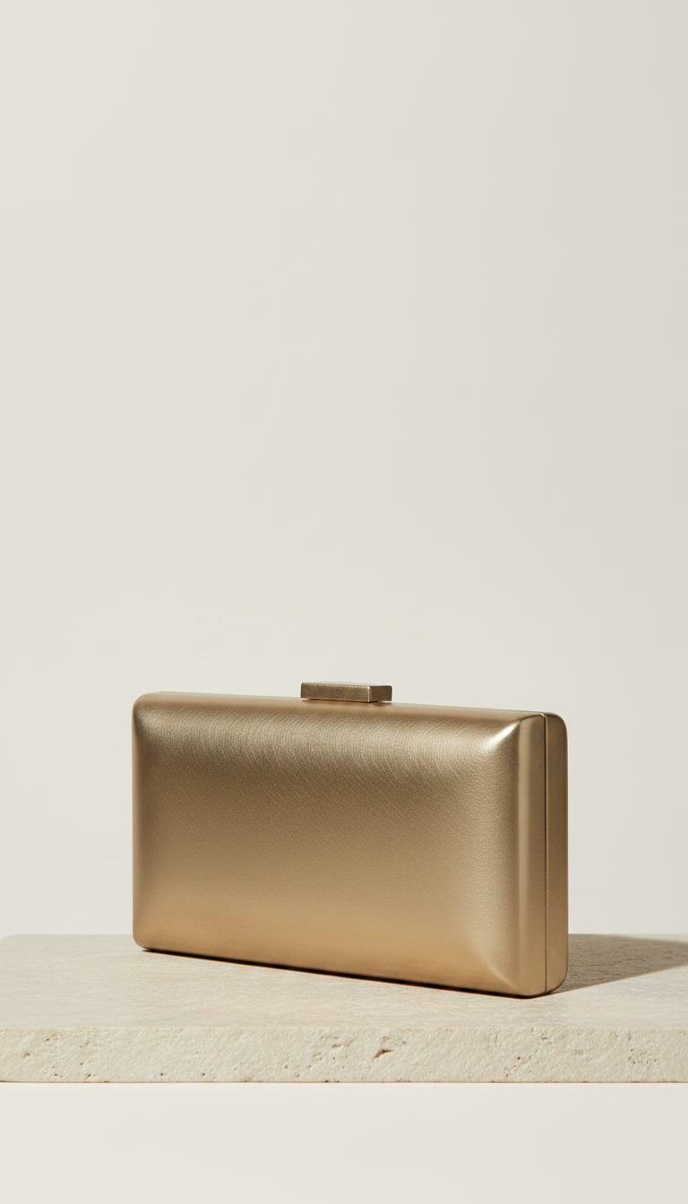 Alternate angle view of Brushed Antique Gold Clutch Bag