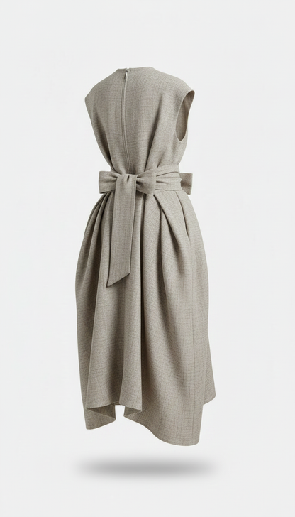 Alternate angle view of Sculptural Linen Midi Dress