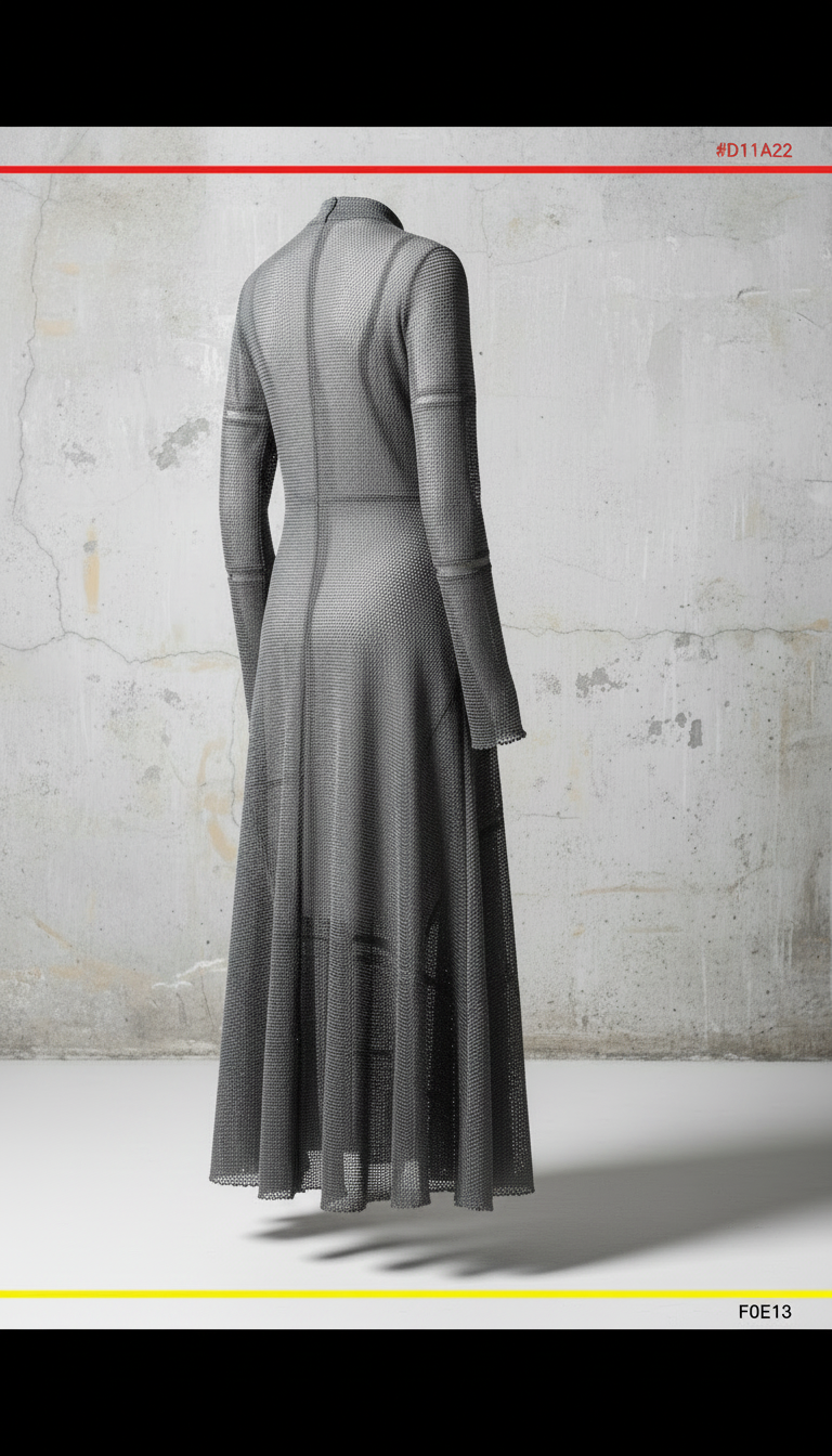 Alternate angle view of Concrete Grey Mesh Dress