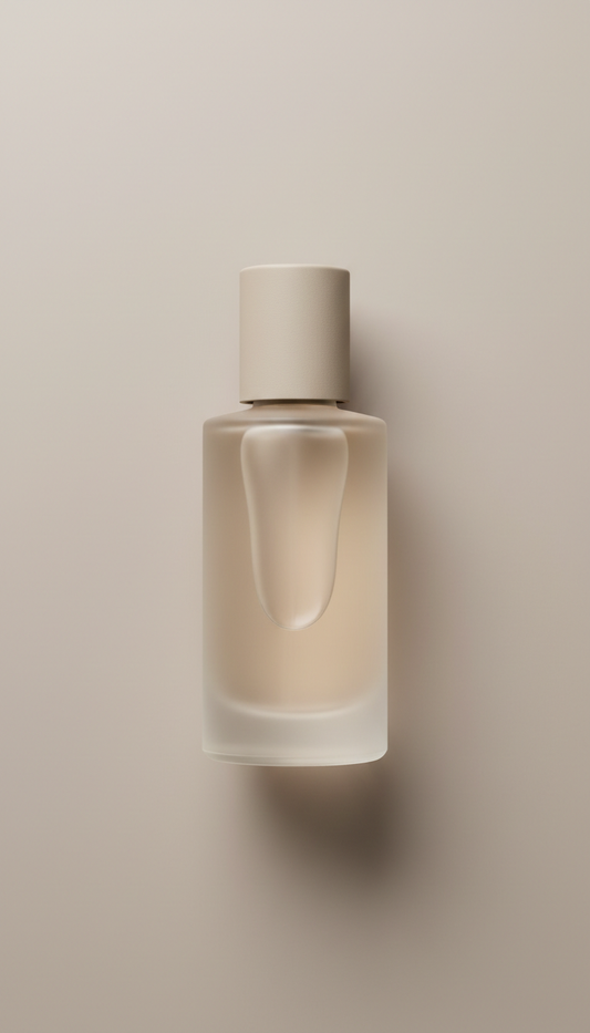 Dawn Eau de Parfum – Bare Linen Edition, Product-only shots at 3/4 angle on neutral matte surfaces (Alabaster or Soft...